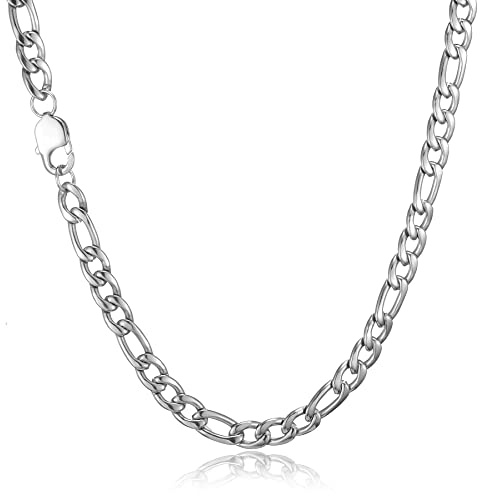 HSWYFCJY Figaro Herrhalsband, silver/guld/svart rostfritt stål, herrhalsband, 45/50/56/66 cm, Rostfritt stål, Ingen ädelsten