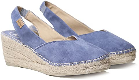 Women's wedge espadrille in suede - BETTY-A - Indigo, 38 EU