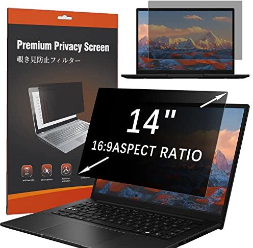HaruYo Laptop Blickschutzfilter für 14 Zoll 16:9, Notebook Privacy Filter, Abnehmbarer Anti-Spy Blickschutzfolie Anti-Blaulicht und Blendschutz für 14 Zoll Laptop