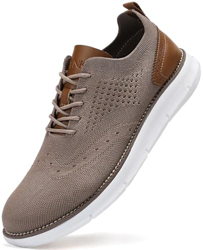 SVNKE mäns Oxfordskor formella promenadskor finskor klassiska halkfria business vardagsskor snörning lätt sneaker, Brun, 41.5 EU