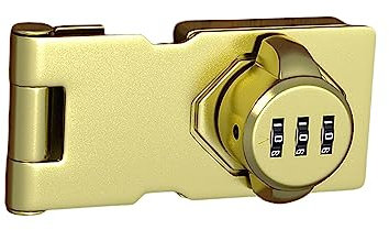 Fenteer Mechanisches Passwort-Türschloss, Schiebetürschloss, Schrank-Passwort, Haspenschloss, 3-stelliges Schubladenschloss, Kühlschrankschloss für Schränke, Gold