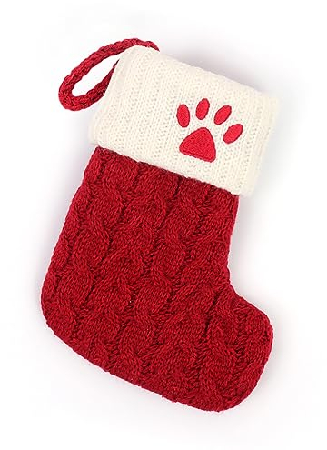 Wambere Lot de 2 chaussettes de Noël tricotées pour décoration de Noël, chaussettes de Noël, chaussettes de Noël, cheminée, chaussettes de Saint-Nicolas, pour décoration de Noël, empreintes de pas