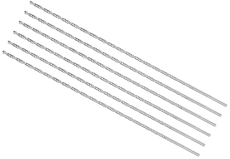 CoCud 6Stk Extra Lange Spiralbohrer 2mm Bohrer Bit Durchmesser 200mm | Gesamt Länge Schnellarbeitsstahl Drehbohrer, Für Gehärtetes Metall Holzarbeiten Plastik Aluminium, 2mm, 200mm
