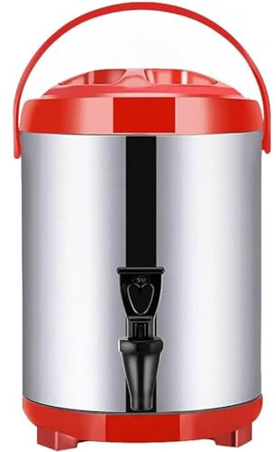 ZMIN Milchtee-Eimer, isoliertes Fass, Kesselwärmer, Kaffeeurne, Heißwasserkesselspender aus Edelstahl mit Deckel und Zapfhahn, für heißes Wasser oder Getränke,A,8L