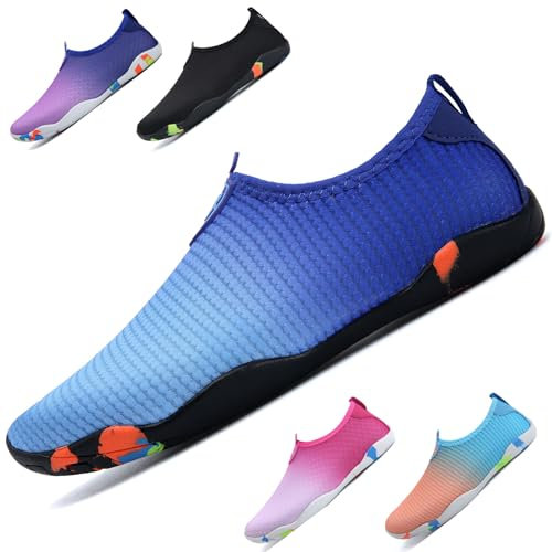 WateLves Badeschuhe Damen Herren Wasserschuhe Schwimmschuhe Strandschuhe Aquaschuhe Schnell Trocknend Surfschuhe Unisex Sommer(Blau 38)