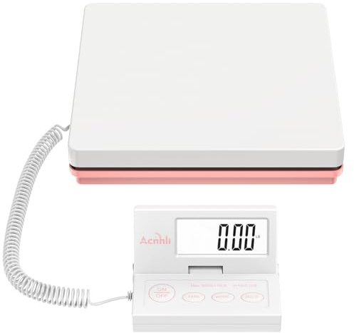 ACNHLI Postal Scales for Shipping, 110LB(50KG) Scale for Package, Three Functions: Tare,Mode and Hold, Individual Flexible Panel,with Manual and Adapter