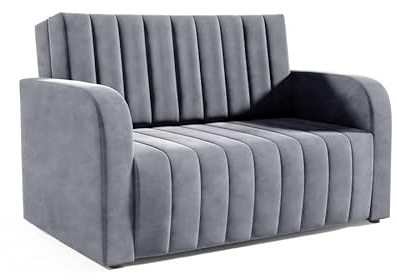LIKMA 3 Sitzer Sofa mit Schlaffunktion Otto 155 cm Velvet Schlafcouch - Moderne Wohnzimmer Couch - Sofa mit Bettfunktion - Schlafsofa Farbe: Dunkelgrau, Stoff: Jasmine 96