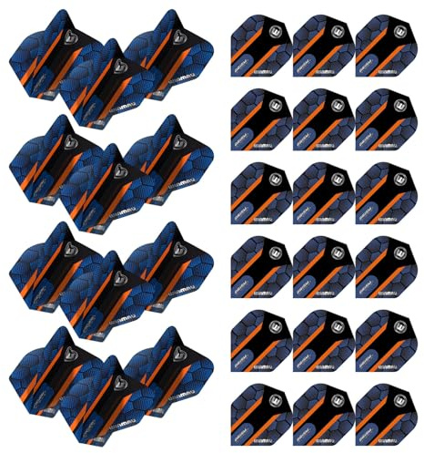 WINMAU Prism Alpha Hexagon Design Extra Dicke Dart-Flights – 10 Sets pro Packung (30 Dart-Flights insgesamt) (Blau & Orange)