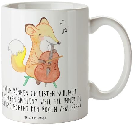 Mr. & Mrs. Panda Tasse Cello Schlüsselmoment - Geschenk, Musikwitz, Designer Tasse, Profimusiker, Kaffeetassen, Geigen, Musik, Bogen, Solo,