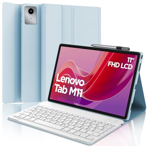 IVEOPPE Tastatur für Tab M11, QWERTZ Deutsch Tastatur, Magnetische Bluetooth Abnehmbare Keyboard für Tab M11 11 Zoll 2024 (TB330FU/TB330XU), Blau