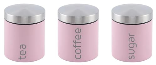 SQ Professional Stainless steel Tea Coffee Sugar Canisters Sets of 3 Tea Caddy Sets for the Kitchen Storage Pots Jars Tea and Sugar