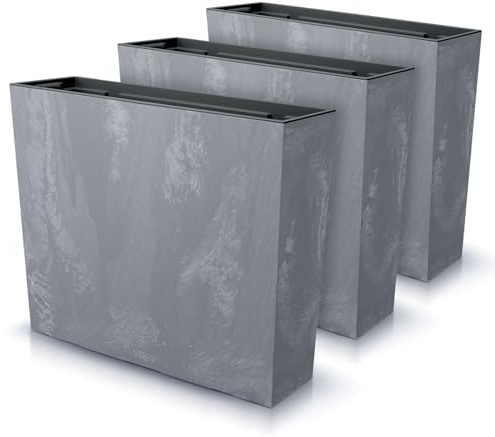 IMJ-Global - Macetas Decorativas Interior Exterior Efecto Concreto (58x18x 49,8 cm - 44 litros) Maceteros Jardineras Exterior Maceta Plastico, Macetero con un Diseño Moderno para Plantas