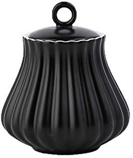 Mini pichet à lait en céramique avec couvercle cannelé - Petite tasse à lait, café, sucrier, pot à sauce - Couleur noire classique
