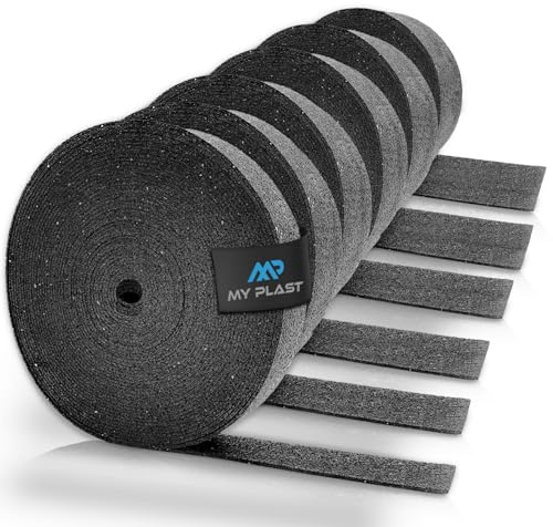 Terrassenpads Rollen 20 Meter - 20 m x 150 mm x 3 mm, 10 Rollen | 3mm 6mm 8mm 10mm 20mm - Unterleger aus Gummigranulat - stabile Bautenschutz-Matte - Unterlage für WPC, Balkon - Stelzlager