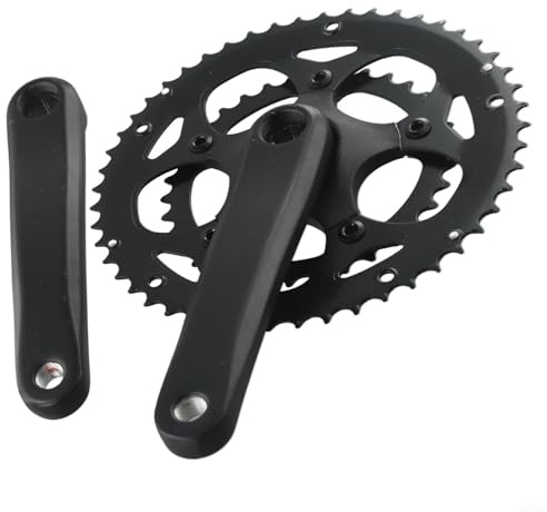 Besttoolifes Juego de platos dobles para bicicleta de carretera 34/50T, juego de bielas AL6061 de aluminio compatible con 9spd 10spd 11spd adecuado para bicicletas plegables, bicicletas de carretera