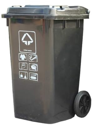 UCKYSU Bote Basura For Exteriores Contenedores Basura Clasificación Grandes Con Tapas Pedales Ruedas Contenedores Reciclaje Basura Plástico For Uso Comercial Interiores Exteriores(100L)