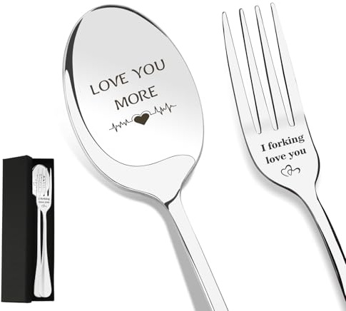 Valentines Gifts I Love You Gifts for Him Anniversary for Her Wedding Gifts Engagement Birthday Love Gifts for Couple Boyfriend Girlfriend Husband Wife Forks & Spoon Set Valentines Gifts for Him