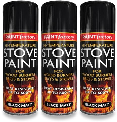 AOC24 - High Tempe Black Matt Stove Spray Paint 400ml - For Wood Burners BBQ's Stoves, Chimneys Fireplaces Paint - Matt Black Finish Spray Paint - Heat Resistant 600°C Interior Exterior Use (3)