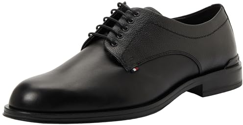 Tommy Hilfiger Zapatos Derby Hombre Corporate de Piel, Negro (Black), 42