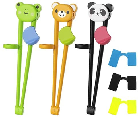 3 Pairs Kids Chopsticks,Chopsticks for Kids Reusable Childrens Chopsticks Non-Slip Training Chopsticks with Chopsticks Aid,Suitable for Children Toddlers and Beginners Chopsticks aid*3