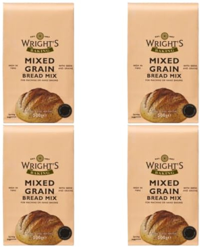 Mixed Grain Bread Mix 4X500g – Wright’s Baking - High Fibre Whole Grain Bread Flour with Seeds