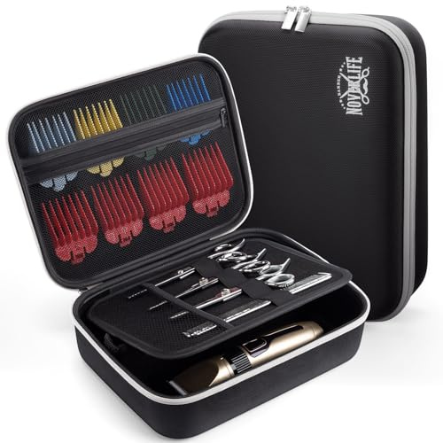 Noverlife Étui de transport rigide pour tondeuses à cheveux, étui portable pour tondeuses à cheveux, étui de rangement pour accessoires de coiffure, organiseur de rangement étanche pour tondeuses à ch