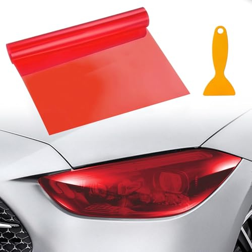 Tönungsfolie Auto, Scheibentönungsfolie Auto, Änderung der Farbe der Autolichter, Tönungsfolie Scheinwerfer Nebelscheinwerfer 30 X 120 CM (Rot)