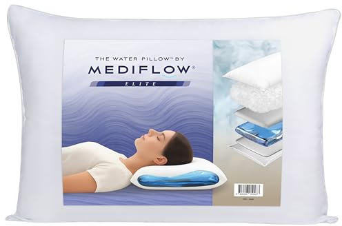Mediflow Wasserkissen - Elite Collection Daunen Alternative Kissen Orthopädisches Kissen zur Linderung von Nackenschmerzen Verstellbares Wasserkissen zum Schlafen (50 x 70 cm)