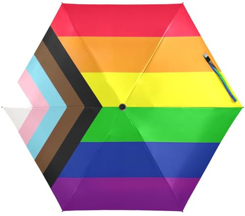RPLIFE Lgbtq Rights Regenschirm mit Pride-Flagge, leicht, langlebig, Sonnenschirme für Damen, Reise-Regenschirme für Sonne