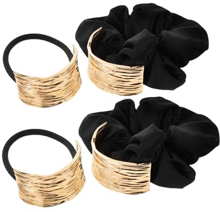 PACKOVE Set 4pezzi Elastici per Chioma in Metallo Geometrico, Accessori Leggeri e Versatili per Coda di Cavallo, Fascia Minimalista per Eventi Formali e Uscite Casual