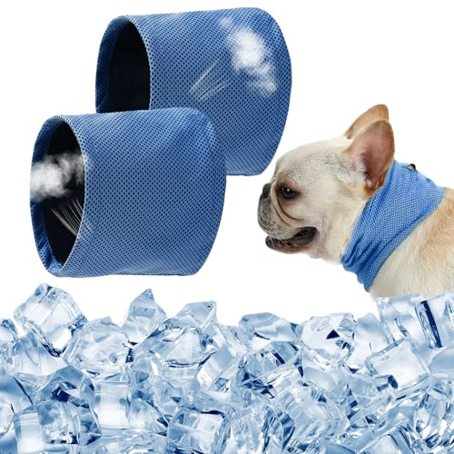 2 Pack Dog Cooling Bandana,Instant Chill Pet Cooling Scarf for Dogs in Summer,Dog Coolings Collar for Small/Medium/Large Breeds (blue, M)