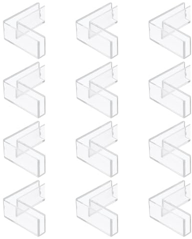 sourcing map 12 connettori in plastica per vetro, adatti per morsetti da vetro a vetro a vetro a forma di L da 5 mm, staffa di fissaggio senza montatura per scaffali per acquari, trasparenti