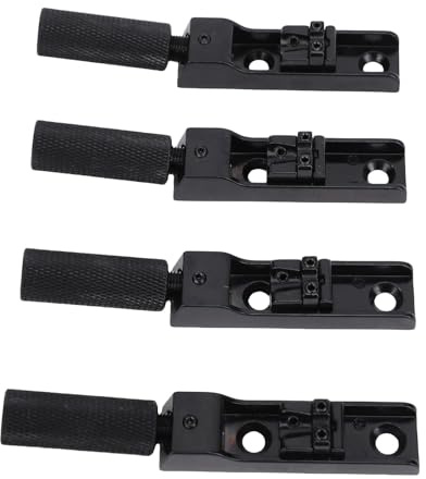 SPYMINNPOO 4 String Headless Guitar Bass Bridge & Lock Kit, Einstellbares CNC -Gitarrenzubehör für Stabilität und Ton Aufgeteiltem Typ. (BLACK)