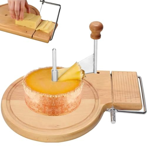 Käse-Lockenwickler, Hobel & Cutter - Buchenholzrasierer mit einstellbarer Dicke für Tete de Moine und Girolle, ideal für Hart- und Weichkäse und Schokolade