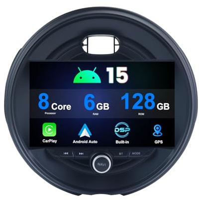 MISONDA 6G+128G Android 15 Autoradio para BMW Mini Cooper F55 2014-2019-Camera+Mic- Integrado CarPlay/Android Auto/DSP/GPS/FM/RDS/WiFi/BT5.0/SWC Radio con 9 Pulgadas Pantalla