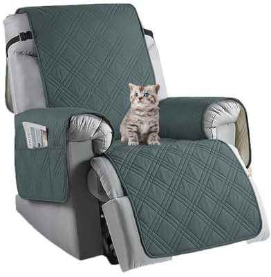MeYuxg Sesselschoner für Relaxsessel,Stretch Sesselschoner mit Armlehne,Sesselbezug Fernsehsessel mit Speicher Taschen, Anti Sesselüberwurf Lehnenschutz,Weich Atmungsaktiver Sessel Überzug(Dunkelgrau)