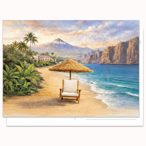 Edition Colibri Postcard - Beach Theme with Deck Chair | Set of 10 Flat Cards (A6) - Write On Back