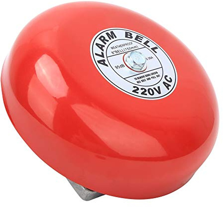 Yctze Alarma contra Incendios CB-6B de : Campana de Alarma de Ascensor Industrial Roja de 150 Mm, Sonido Fuerte de 95 DB, 220 V CA, Construcción Metálica, Uso Industrial y Arquitectónico