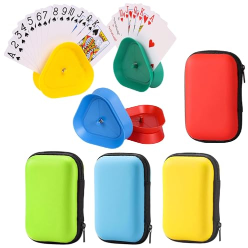 KxrTpx Playing Card Holder, Card Holder, Kids Card Holder, Playing Card Case, Card Game Organiser, Set of 8 Multi-Coloured Holders