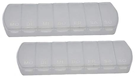 MaxBox - Pillendose für 7 Tage, Pillenbox mit getrennten Fächern (2 Stück, transparent)…