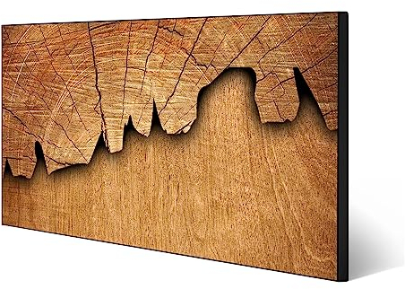 banjado Magnettafel schwarz 78 x 37cm / Magnetwand Metall/Magnetpinnwand als Memoboard/Pinnwand Magnettafel Küche, Büro, Kinderzimmer inkl. 4 Magnete & Montageset - Motiv Holz