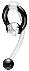 PIERCINGLINE PMFK Banana Bell + Surgical Steel Design Ring + 5 mm Crystal Piercing Intimate Area Belly Choice of Colours, 10 mm, Surgical steel 316L / PMFK