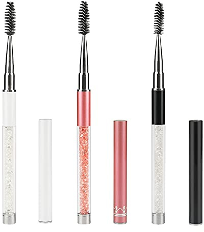 G2PLUS 3PCS Eyebrow Brushes with Cap, Portable Brow Brush, Eyelash Mascara Brushes Wands Applicator Makeup Tools for Travel (Multi-colored)