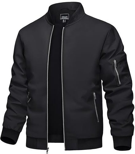 TACVASEN Bomber Jacket Men Black Jacket Men Jackets Casual Stylish Lightweight Mens Bomber Jackets Lightweight Windbreaker Jacket Men's Jacket