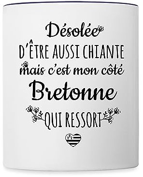 Spreadshirt Mon Côté Bretonne Ressort Mug Bicolore, taille unique, blanc/bleu cobalt