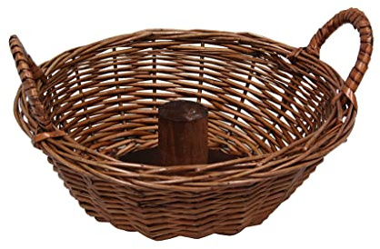 Cesta de Cascanueces. Cesta de Mimbre Rústica y Madera. Decoración y Almacenaje (30 * 30 * 10)
