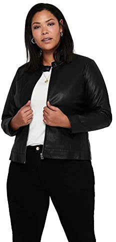 ONLY Carmakoma Damen Carrobber Faux Leather Jacket Noos Lederjacke, Schwarz, 52 EU