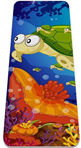 Eslifey Grüne Schildkröte Schildkröte im Wasser Yogamatte dicke rutschfeste Yogamatten für Damen & Mädchen Trainingsmatte weiche Pilatesmatten (183 x 61 cm, 0,6 cm dick)