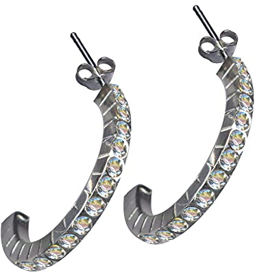 OHRRINGE Creolen/Echt Silber 925 mit Zirkonia/Jugendstil Design/Steinfarbe: transparent weiss/modern cool trendy hip/Online Shop Schmuck kaufen / 58096