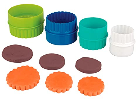 Juego de 4 moldes cortapastas doble filo de 8, 7, 6, 5 cm de diámetro. Pack de 4 moldes cortapastas con 2 acabados y distintos diámetros. Conjunto reposteria para realizar distintos acabados.